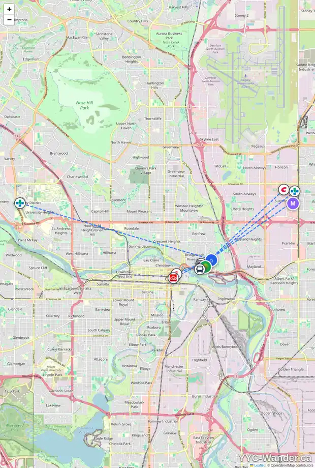 Daily accessibility map for 118 11A ST NE, Calgary showing nearby schools, grocery stores, parks, LRT stations and nearby amenities