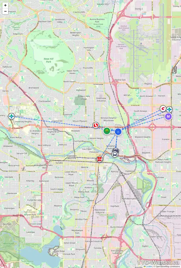 Daily accessibility map for 1428 REMINGTON RD NE, Calgary showing nearby schools, grocery stores, parks, LRT stations and nearby amenities