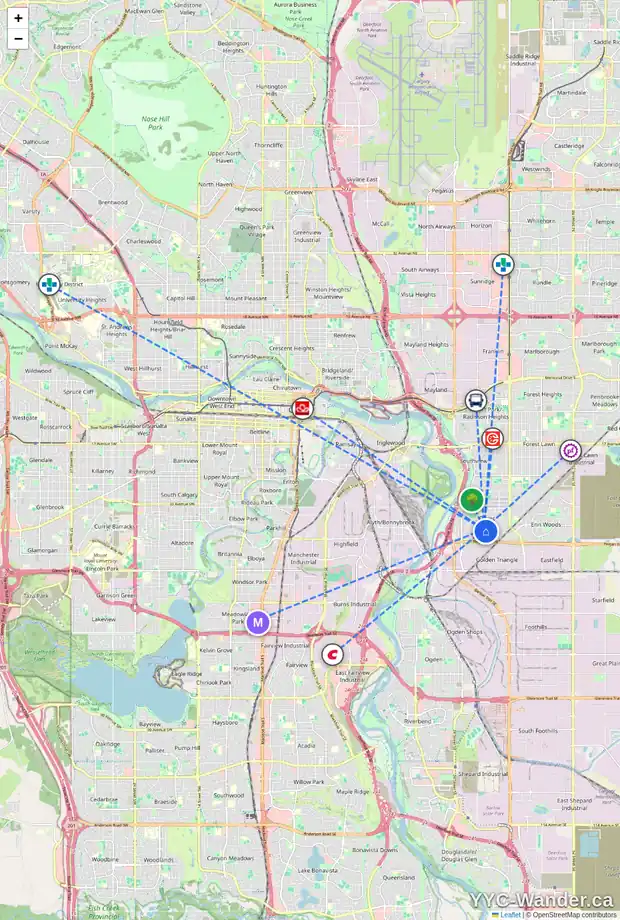 Daily accessibility map for 4108 DOVERBROOK RD SE, Calgary showing nearby schools, grocery stores, parks, LRT stations and nearby amenities