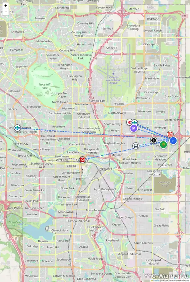 Daily accessibility map for 895 ABBOTSFORD DR NE, Calgary showing nearby schools, grocery stores, parks, LRT stations and nearby amenities
