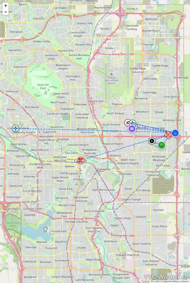 Daily accessibility map for 117 DEL RAY RD NE, Calgary showing nearby schools, grocery stores, parks, LRT stations and nearby amenities