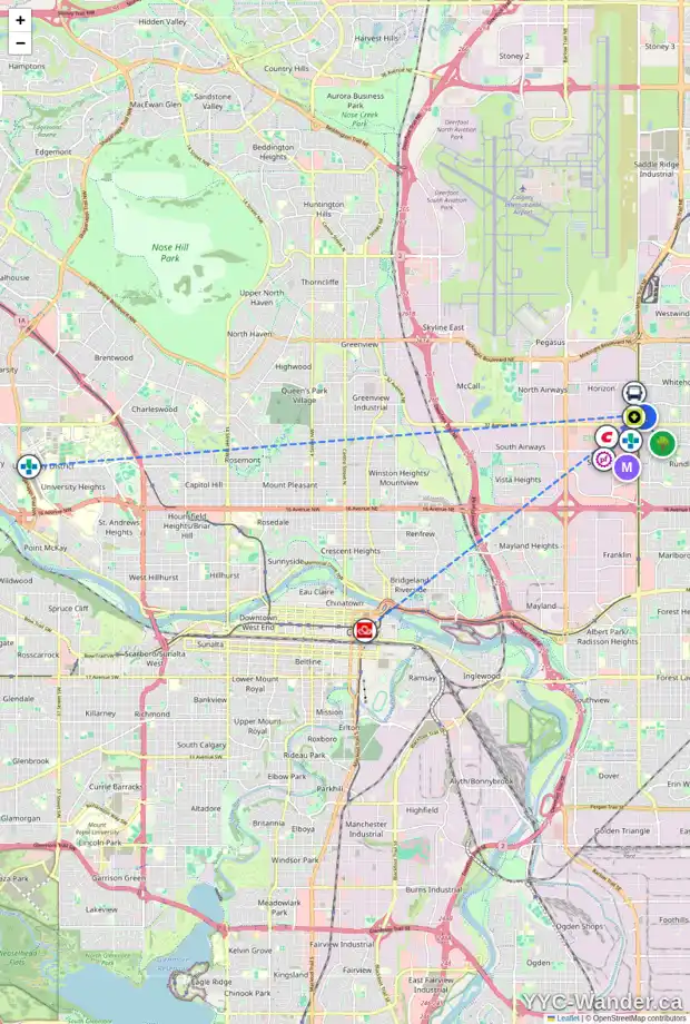 Daily accessibility map for 51 WHITMAN CR NE, Calgary showing nearby schools, grocery stores, parks, LRT stations and nearby amenities