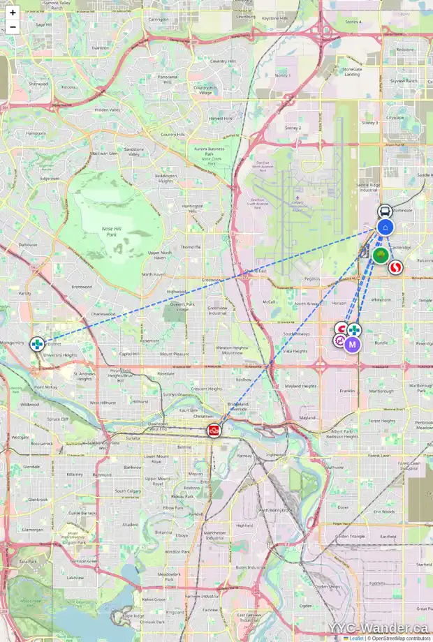 Daily accessibility map for 373 MARTINDALE BV NE, Calgary showing nearby schools, grocery stores, parks, LRT stations and nearby amenities
