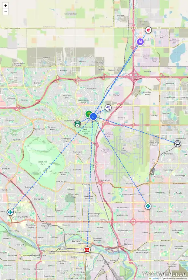 Daily accessibility map for 429 HARVEST LAKE DR NE, Calgary showing nearby schools, grocery stores, parks, LRT stations and nearby amenities