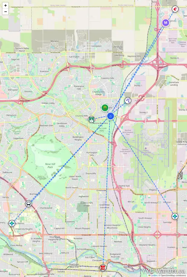 Daily accessibility map for 177 HARVEST GLEN PL NE, Calgary showing nearby schools, grocery stores, parks, LRT stations and nearby amenities
