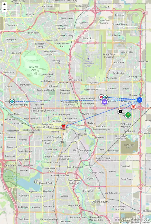 Daily accessibility map for 80 DEL RAY CL NE, Calgary showing nearby schools, grocery stores, parks, LRT stations and nearby amenities