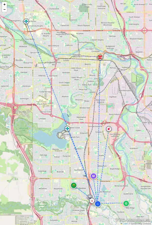 Daily accessibility map for 621 LAKE SIMCOE CL SE, Calgary showing nearby schools, grocery stores, parks, LRT stations and nearby amenities