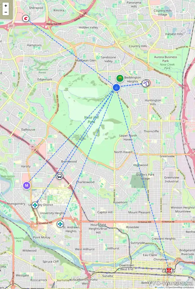 Daily accessibility map for 148 BERMONDSEY WY NW, Calgary showing nearby schools, grocery stores, parks, LRT stations and nearby amenities