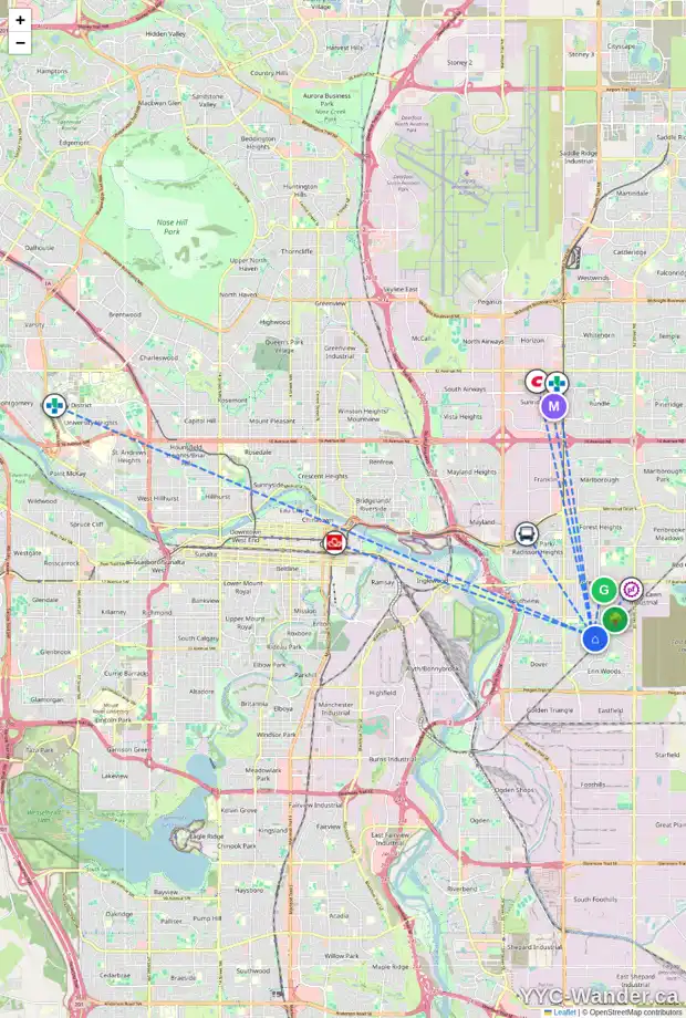 Daily accessibility map for 3139 DOVER CR SE, Calgary showing nearby schools, grocery stores, parks, LRT stations and nearby amenities