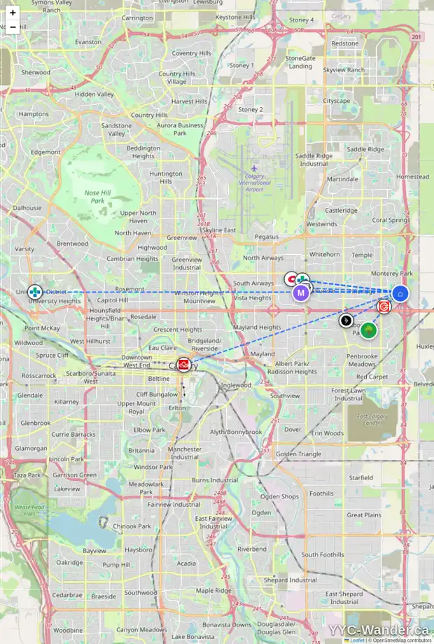 Daily accessibility map for 296 DEL RAY RD NE, Calgary showing nearby schools, grocery stores, parks, LRT stations and nearby amenities