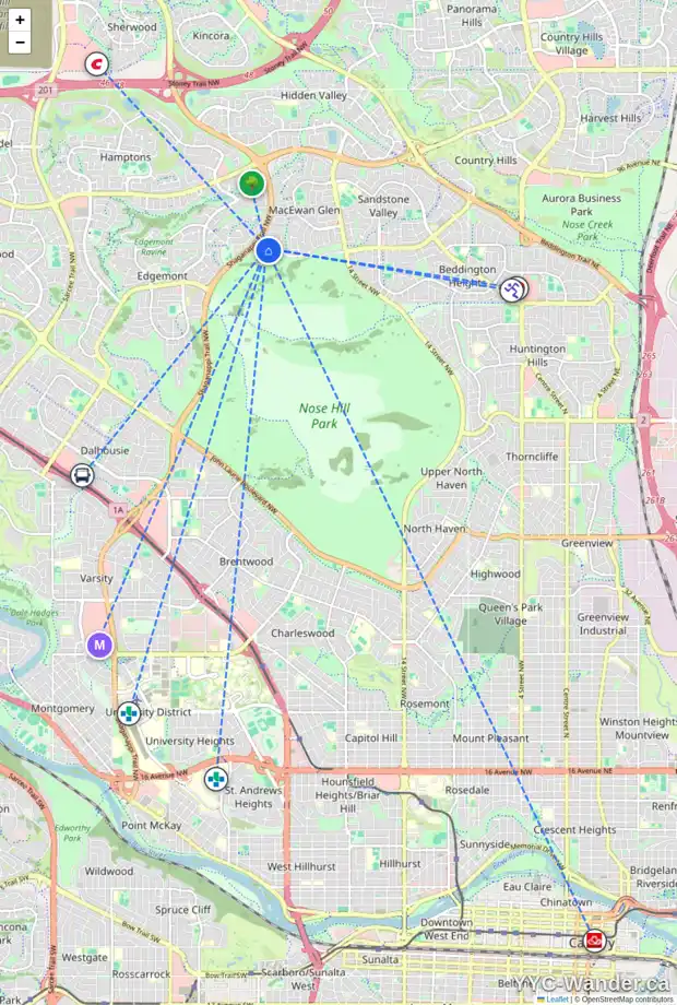 Daily accessibility map for 324 MACEWAN PARK VW NW, Calgary showing nearby schools, grocery stores, parks, LRT stations and nearby amenities