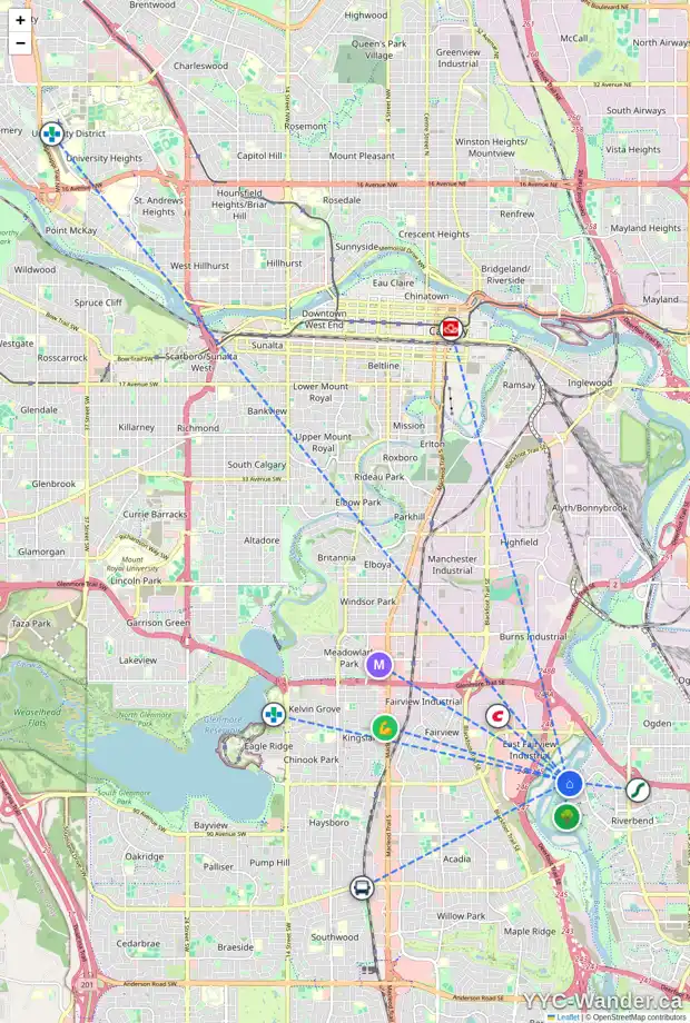 Daily accessibility map for 137 RIVERSIDE CI SE, Calgary showing nearby schools, grocery stores, parks, LRT stations and nearby amenities