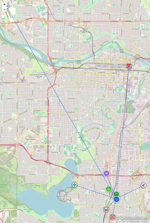 Daily accessibility map for 75 FIELDING DR SE, Calgary showing nearby schools, grocery stores, parks, LRT stations and nearby amenities