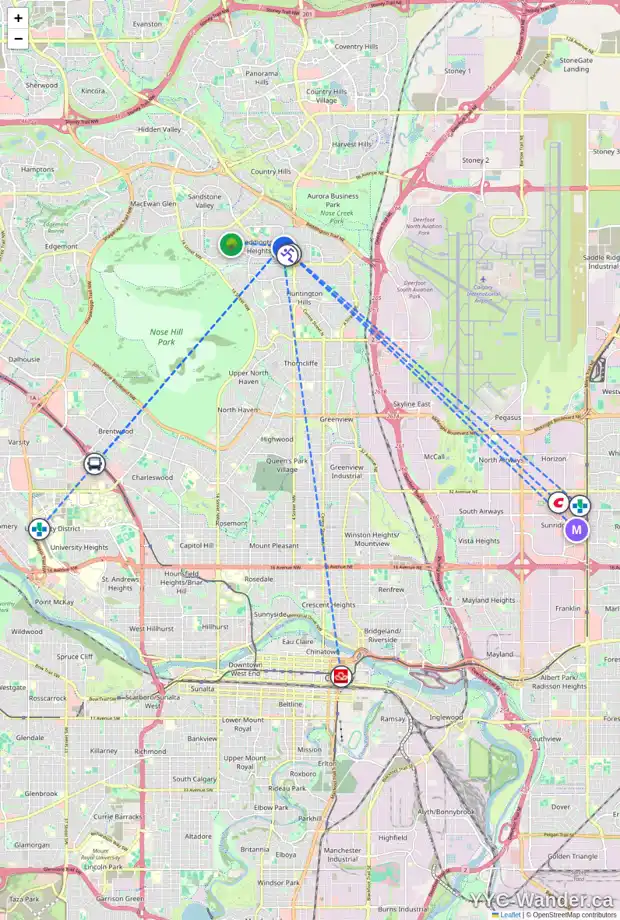 Daily accessibility map for 48 BERMUDA DR NW, Calgary showing nearby schools, grocery stores, parks, LRT stations and nearby amenities