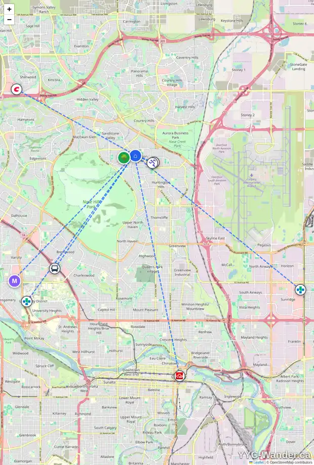 Daily accessibility map for 236 BERWICK WY NW, Calgary showing nearby schools, grocery stores, parks, LRT stations and nearby amenities