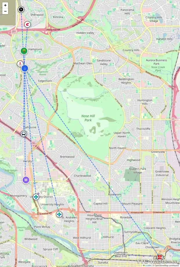 Daily accessibility map for 271 EDGEPARK BV NW, Calgary showing nearby schools, grocery stores, parks, LRT stations and nearby amenities