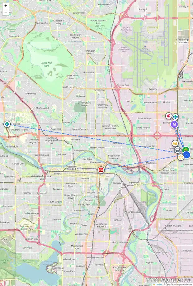 Daily accessibility map for 39 MARWOOD CI NE, Calgary showing nearby schools, grocery stores, parks, LRT stations and nearby amenities