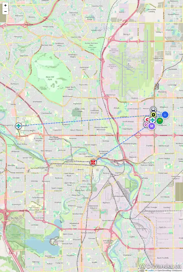 Daily accessibility map for 143 WHITEVIEW CL NE, Calgary showing nearby schools, grocery stores, parks, LRT stations and nearby amenities