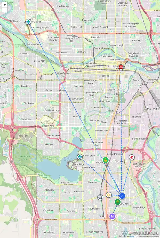 Daily accessibility map for 449 ASTORIA CR SE, Calgary showing nearby schools, grocery stores, parks, LRT stations and nearby amenities