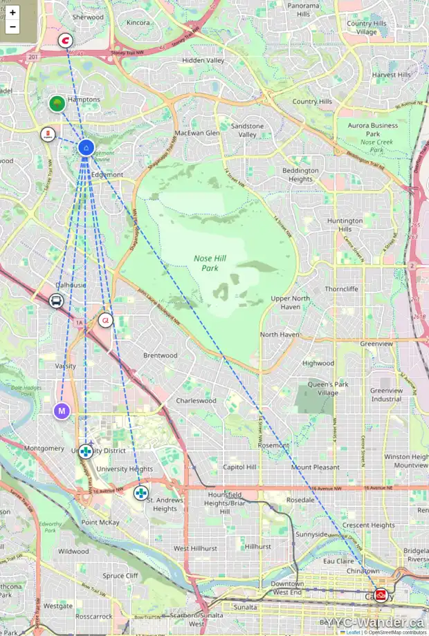 Daily accessibility map for 4191 EDGEVALLEY LD NW, Calgary showing nearby schools, grocery stores, parks, LRT stations and nearby amenities