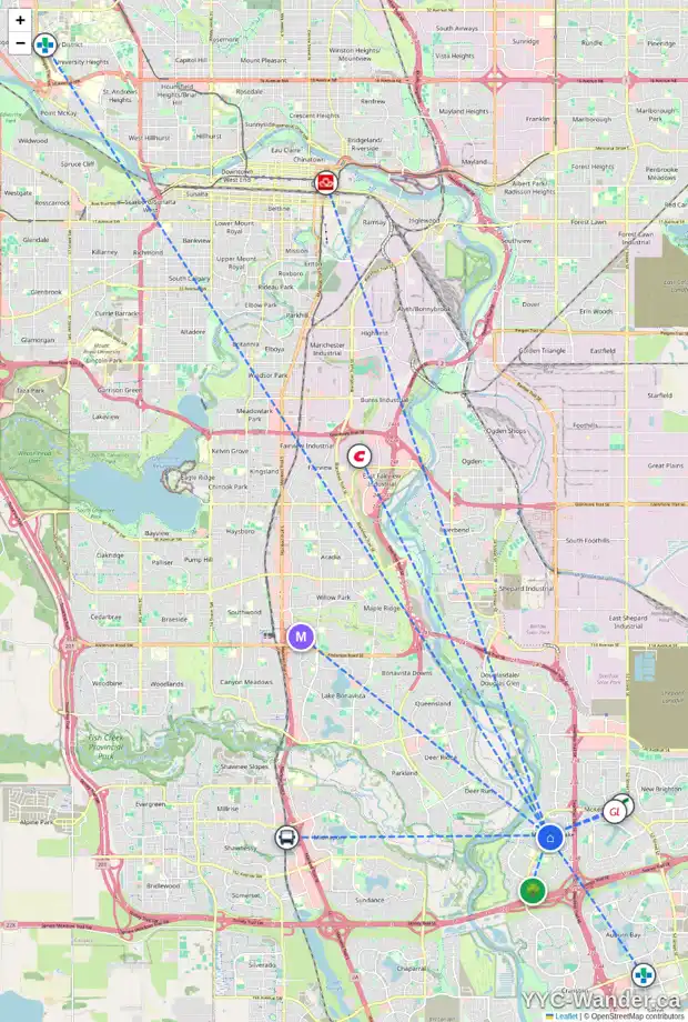 Daily accessibility map for 91 MCKENZIE LAKE VW SE, Calgary showing nearby schools, grocery stores, parks, LRT stations and nearby amenities