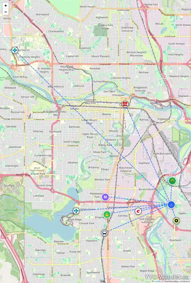 Daily accessibility map for 843 LYSANDER DR SE, Calgary showing nearby schools, grocery stores, parks, LRT stations and nearby amenities