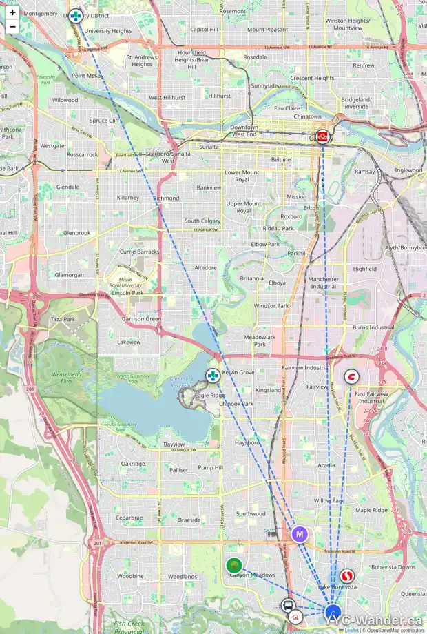 Daily accessibility map for 915 LAKE PLACID DR SE, Calgary showing nearby schools, grocery stores, parks, LRT stations and nearby amenities