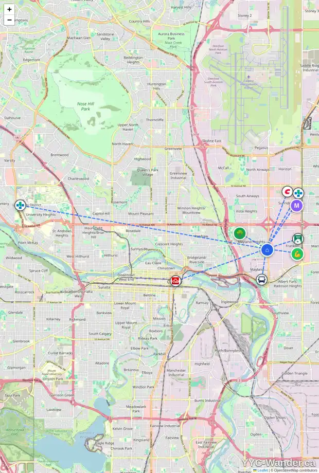 Daily accessibility map for 200 MCKINNON CR NE, Calgary showing nearby schools, grocery stores, parks, LRT stations and nearby amenities