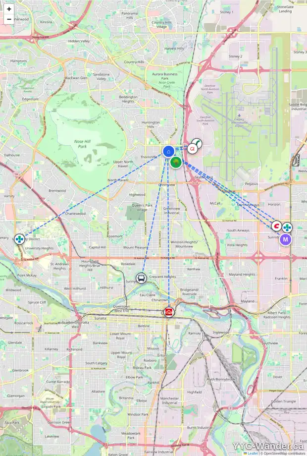 Daily accessibility map for 423 BLACKTHORN RD NE, Calgary showing nearby schools, grocery stores, parks, LRT stations and nearby amenities