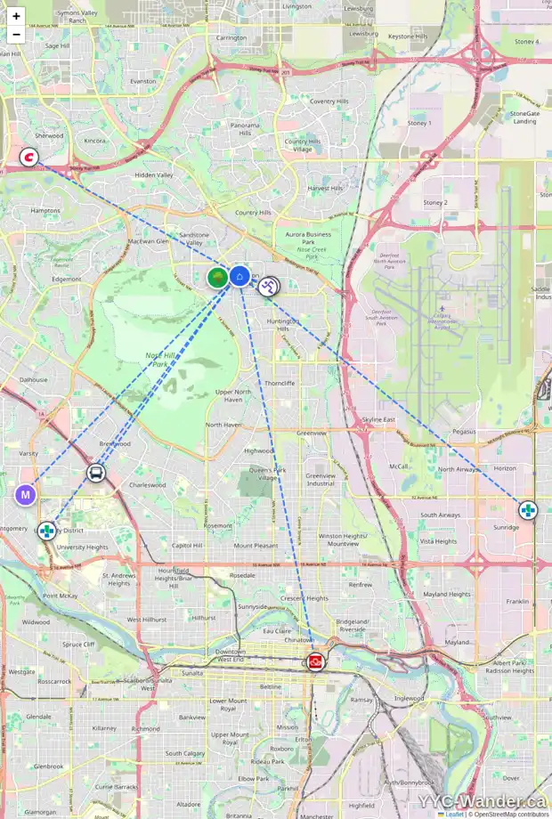 Daily accessibility map for 231 BERWICK WY NW, Calgary showing nearby schools, grocery stores, parks, LRT stations and nearby amenities