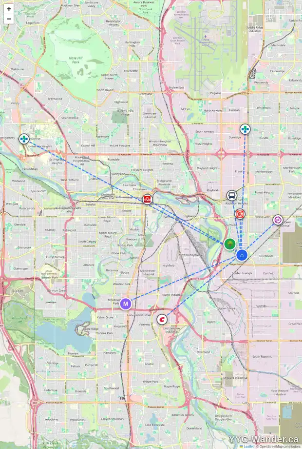 Daily accessibility map for 3312 DOVER RIDGE DR SE, Calgary showing nearby schools, grocery stores, parks, LRT stations and nearby amenities