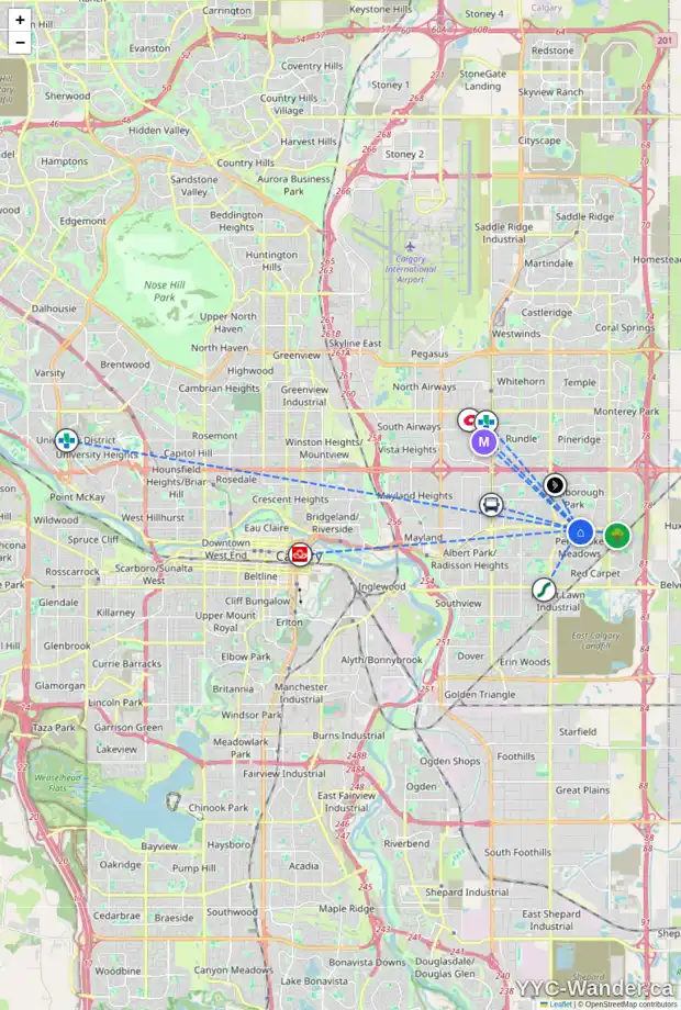 Daily accessibility map for 12 PENWORTH GR SE, Calgary showing nearby schools, grocery stores, parks, LRT stations and nearby amenities