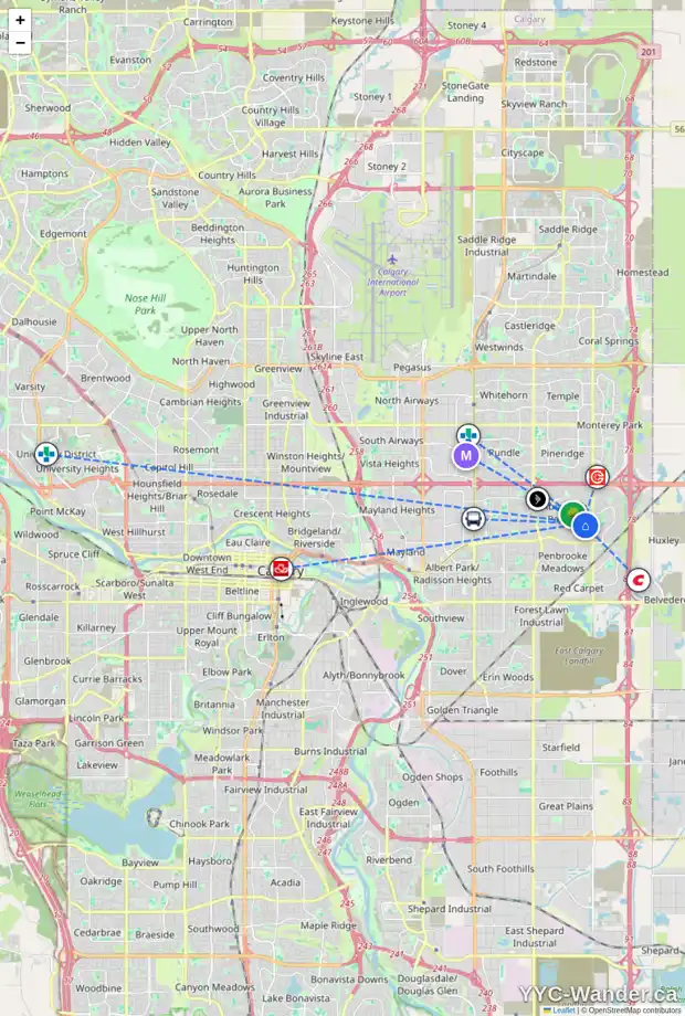 Daily accessibility map for 6772 MALVERN RD NE, Calgary showing nearby schools, grocery stores, parks, LRT stations and nearby amenities