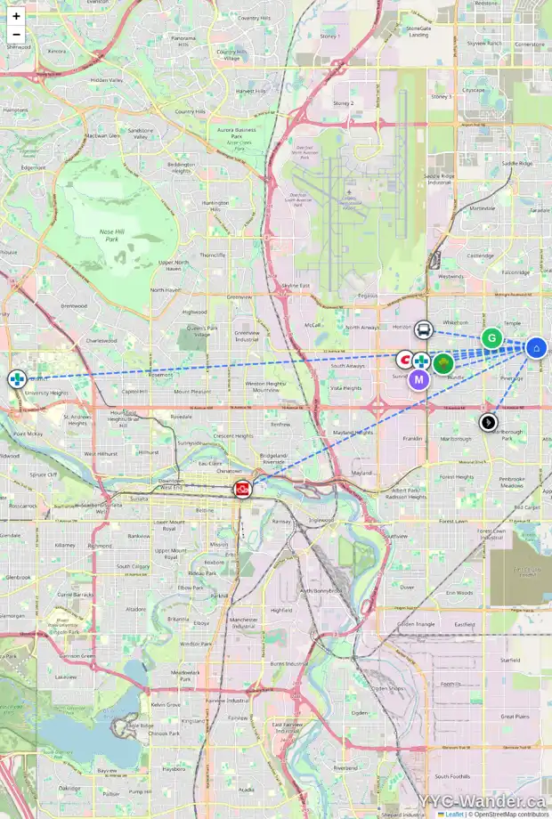 Daily accessibility map for 43 TEMPLETON PL NE, Calgary showing nearby schools, grocery stores, parks, LRT stations and nearby amenities