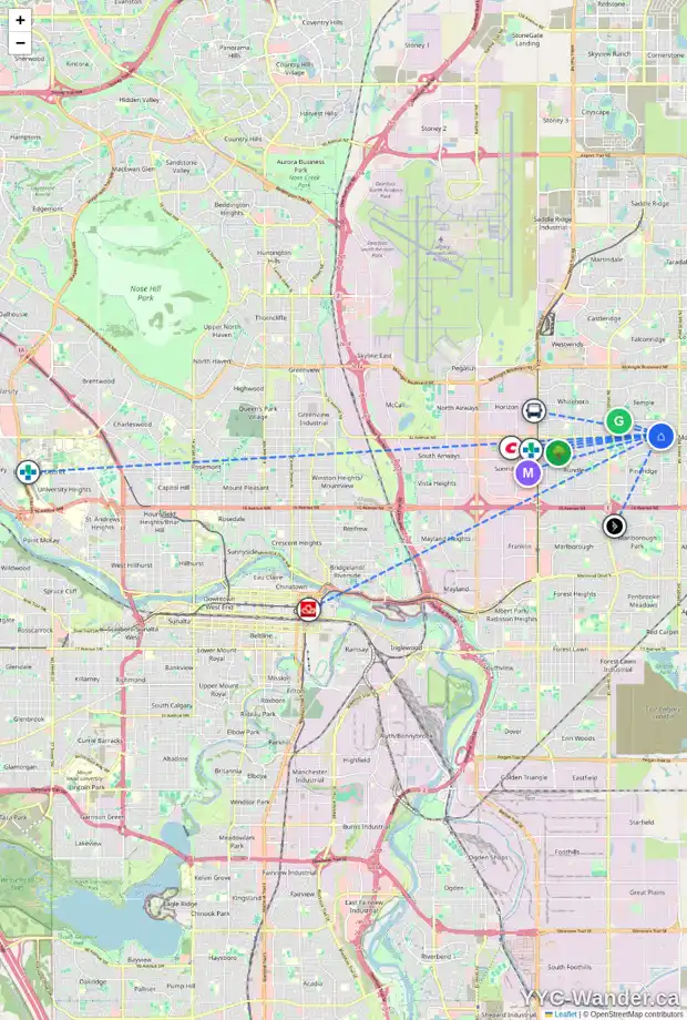Daily accessibility map for 436 TEMPLEVIEW DR NE, Calgary showing nearby schools, grocery stores, parks, LRT stations and nearby amenities