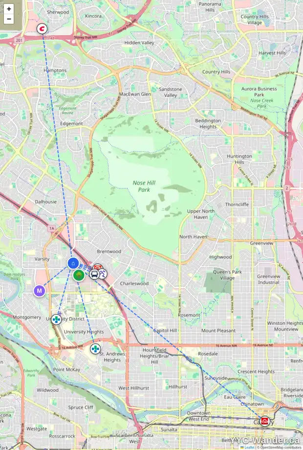 Daily accessibility map for 4219 VILLA CR NW, Calgary showing nearby schools, grocery stores, parks, LRT stations and nearby amenities