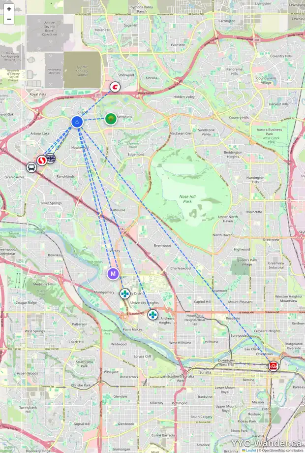 Daily accessibility map for 244 CITADEL PASS CO NW, Calgary showing nearby schools, grocery stores, parks, LRT stations and nearby amenities