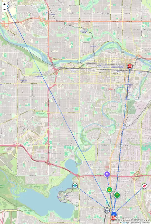 Daily accessibility map for 202 8535 BONAVENTURE DR SE, Calgary showing nearby schools, grocery stores, parks, LRT stations and nearby amenities