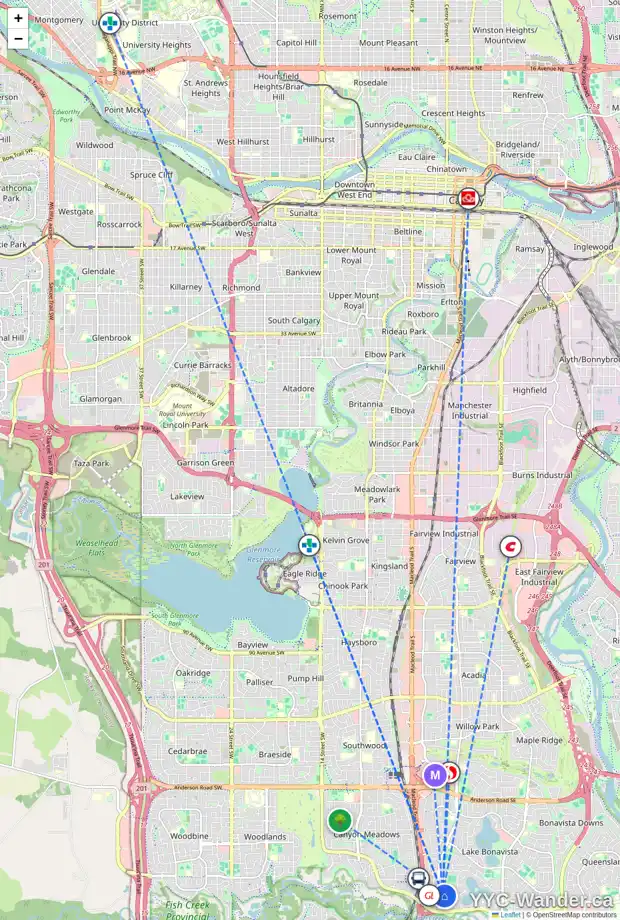 Daily accessibility map for 13228 BONAVENTURE DR SE, Calgary showing nearby schools, grocery stores, parks, LRT stations and nearby amenities