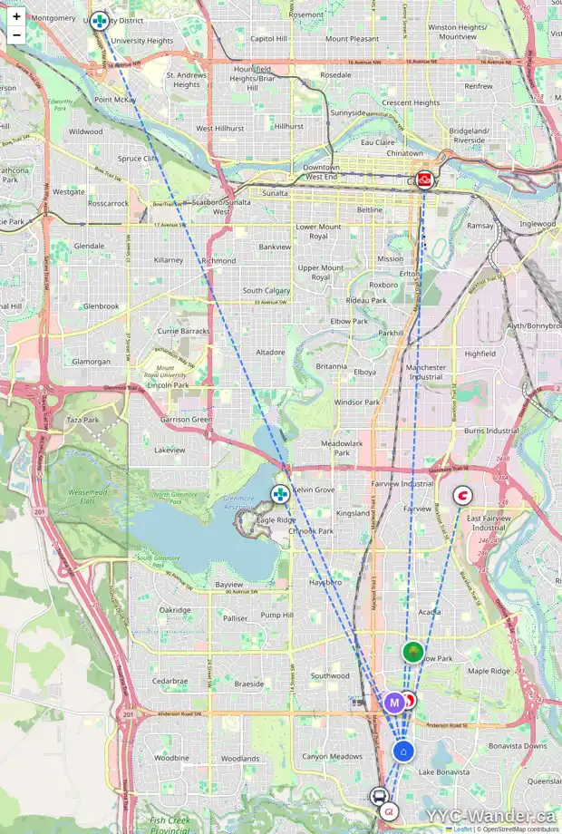 Daily accessibility map for 176 LAKE ADAMS CR SE, Calgary showing nearby schools, grocery stores, parks, LRT stations and nearby amenities