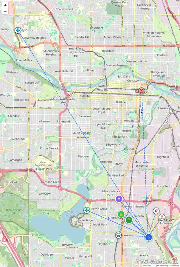 Daily accessibility map for 8511 ASHWORTH RD SE, Calgary showing nearby schools, grocery stores, parks, LRT stations and nearby amenities