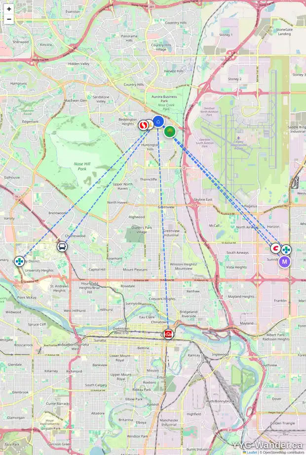 Daily accessibility map for 11 BEDDINGTON WY NE, Calgary showing nearby schools, grocery stores, parks, LRT stations and nearby amenities