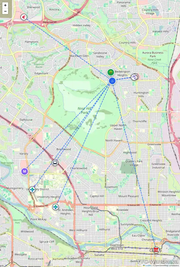 Daily accessibility map for 84 BERMONDSEY WY NW, Calgary showing nearby schools, grocery stores, parks, LRT stations and nearby amenities