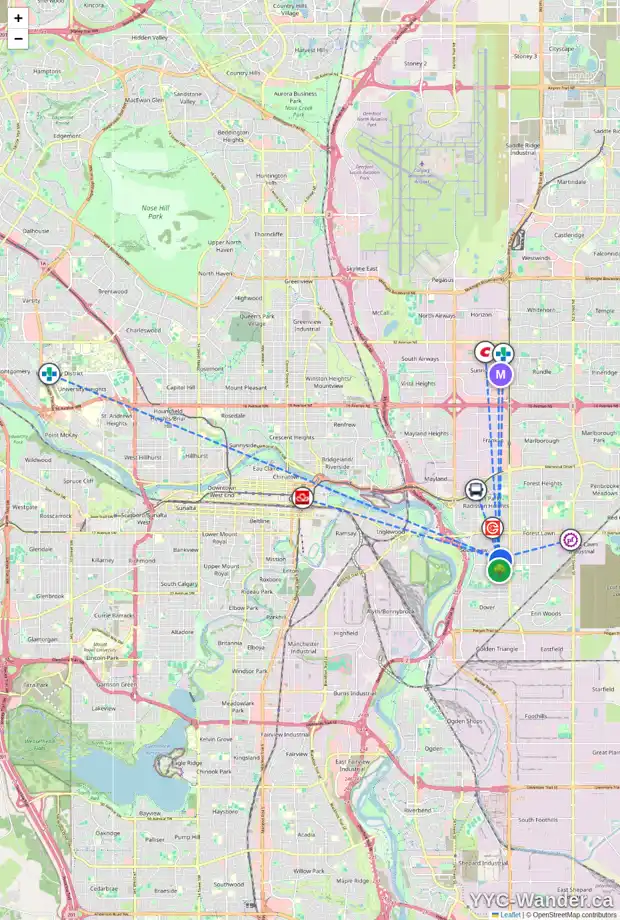 Daily accessibility map for 2515 SABLE DR SE, Calgary showing nearby schools, grocery stores, parks, LRT stations and nearby amenities