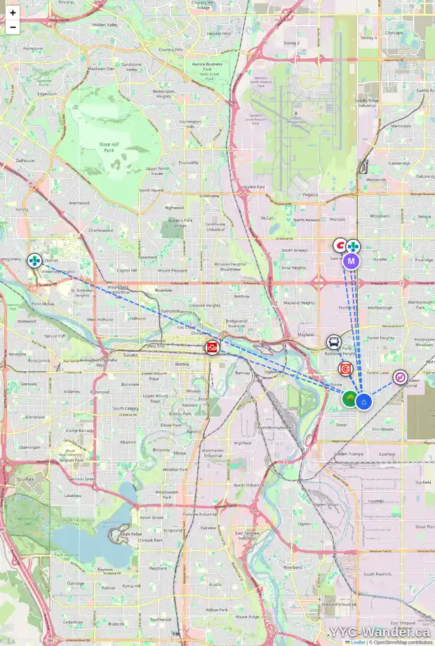 Daily accessibility map for 3824 DOVERDALE CR SE, Calgary showing nearby schools, grocery stores, parks, LRT stations and nearby amenities