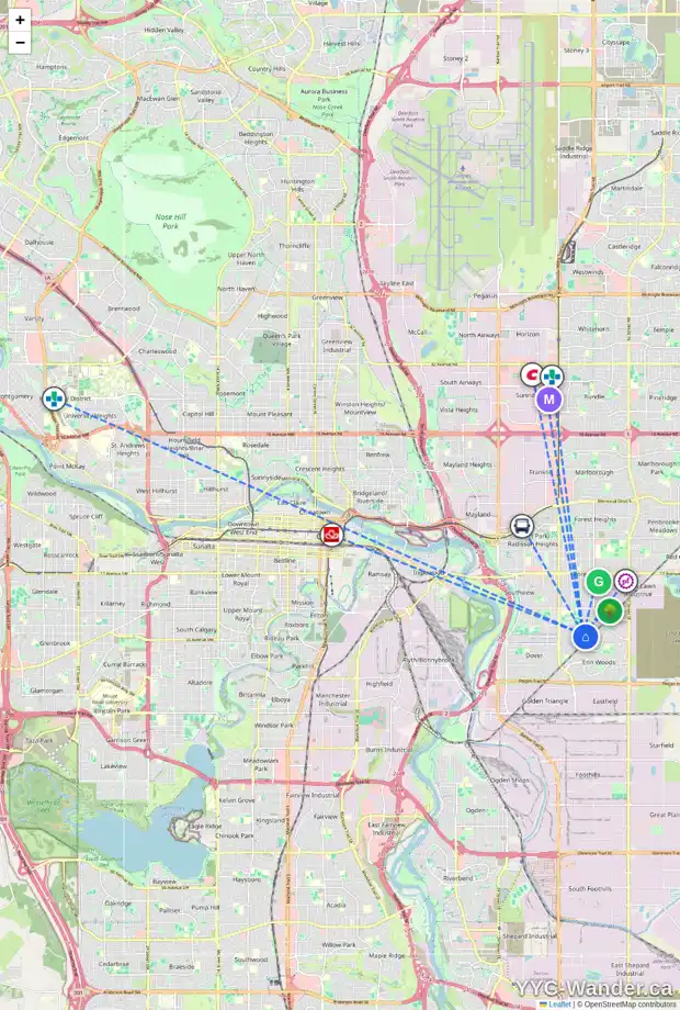 Daily accessibility map for 3248 DOVER CR SE, Calgary showing nearby schools, grocery stores, parks, LRT stations and nearby amenities