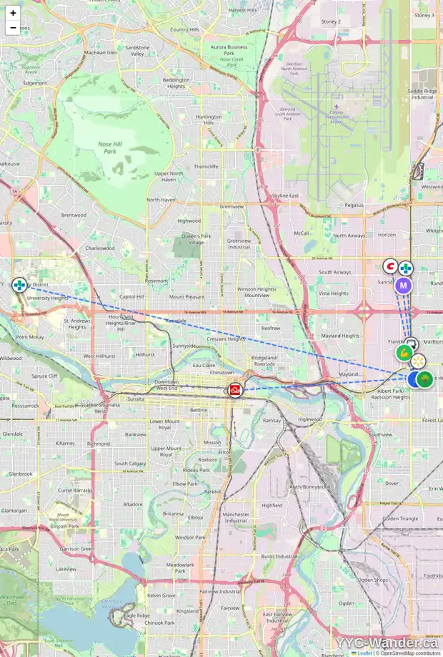 Daily accessibility map for 53 FONDA CR SE, Calgary showing nearby schools, grocery stores, parks, LRT stations and nearby amenities