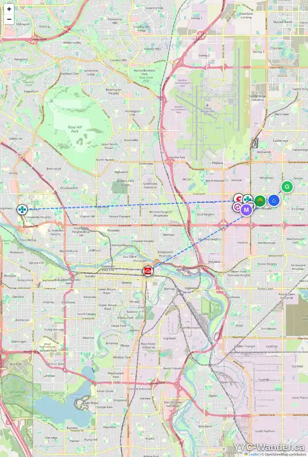 Daily accessibility map for 823 RUNDLESIDE DR NE, Calgary showing nearby schools, grocery stores, parks, LRT stations and nearby amenities