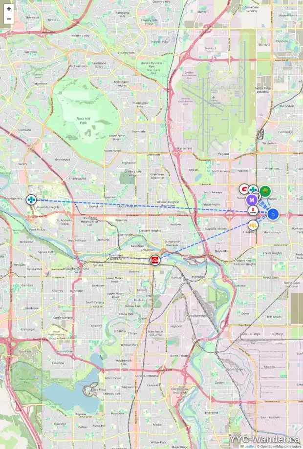 Daily accessibility map for 180 RUNDLEFIELD CR NE, Calgary showing nearby schools, grocery stores, parks, LRT stations and nearby amenities
