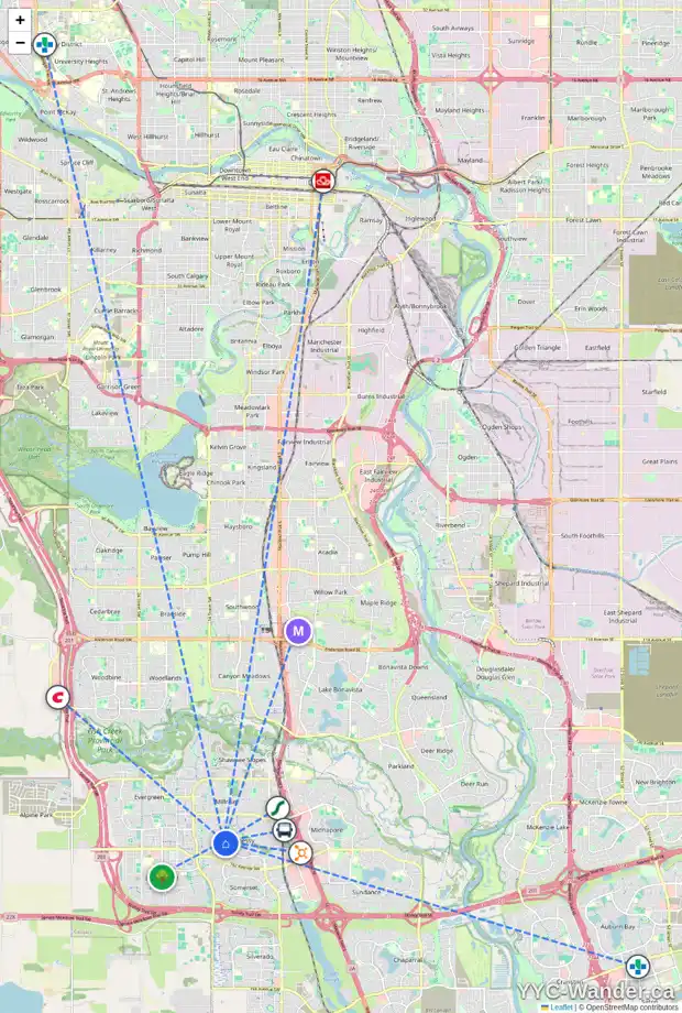 Daily accessibility map for 145 SHAWBROOKE CL SW, Calgary showing nearby schools, grocery stores, parks, LRT stations and nearby amenities